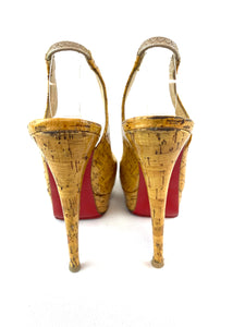 Christian Louboutin Cork Peep Toe Pumps