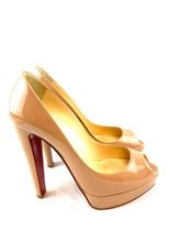 Load image into Gallery viewer, Christian Louboutin Nude Peep Toe Pumps
