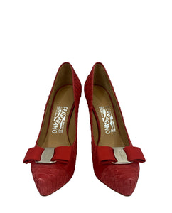 Salvatore Ferragamo Red Suede Pumps