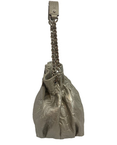 Carolina Herrera Small Silver Bow Bucket Bag