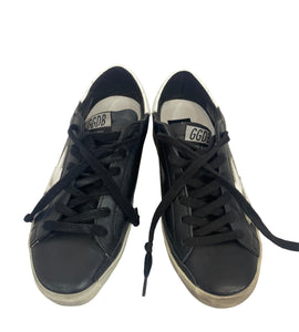 Golden Goose Superstar Distressed Black Leather Sneaker