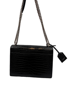 YSL Sunset croc-effect leather shoulder bag