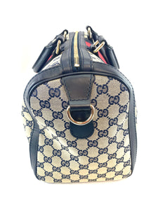 Gucci Boston Navy Red Stripe Handbag