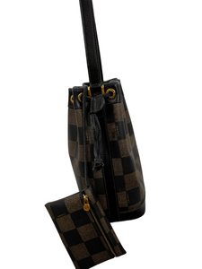 Fendi Checkered Drawstring Bucket Bag