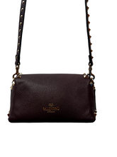 Load image into Gallery viewer, Valentino Garavani Burgundy Mini Leather Rockstud Flap Shoulder Bag
