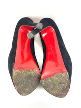 Load image into Gallery viewer, Christian Louboutin Highness Peep Toe Black Suede Pumps
