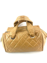 Load image into Gallery viewer, Chanel Tan Quilted Caviar Bowling Handbag
