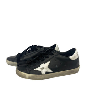 Golden Goose Superstar Distressed Black Leather Sneaker