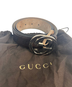 Gucci Brown GG guccissima mens belt