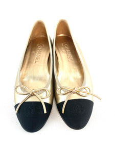 Chanel Gold Ballet Flats