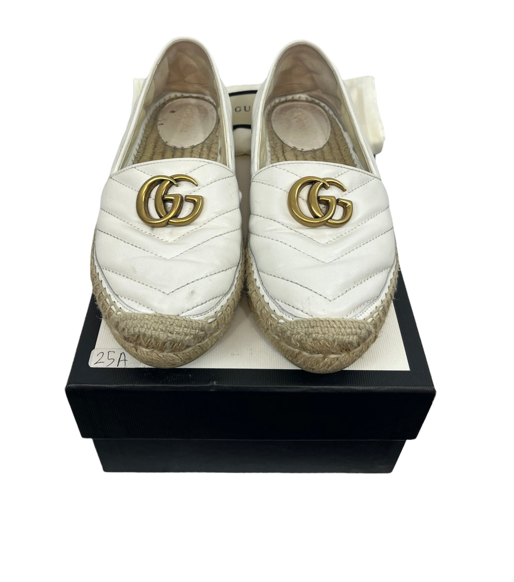 Gucci leather espadrilles with Double G white size 37