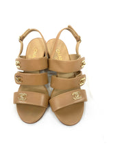 Load image into Gallery viewer, Chanel Calfskin CC Nude Turnlock Sandals
