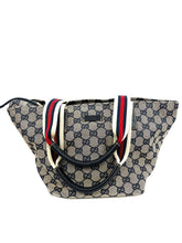 Load image into Gallery viewer, Gucci Canvas Navy Bowler Bag
