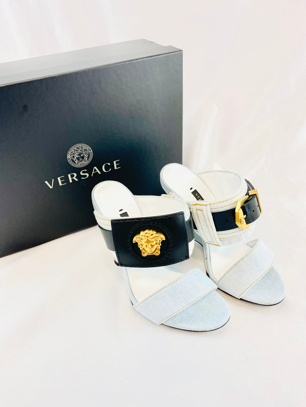 Versace Wedge Denim Sandals