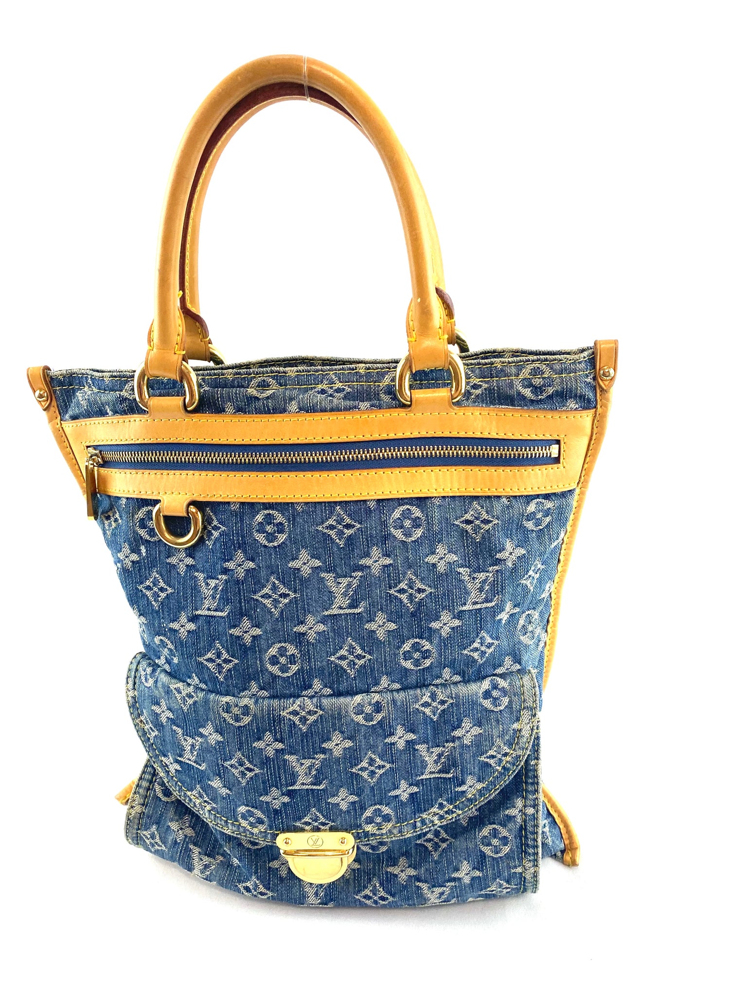 Louis Vuitton Blue Denim Monogram Sac Plat Tote Bag