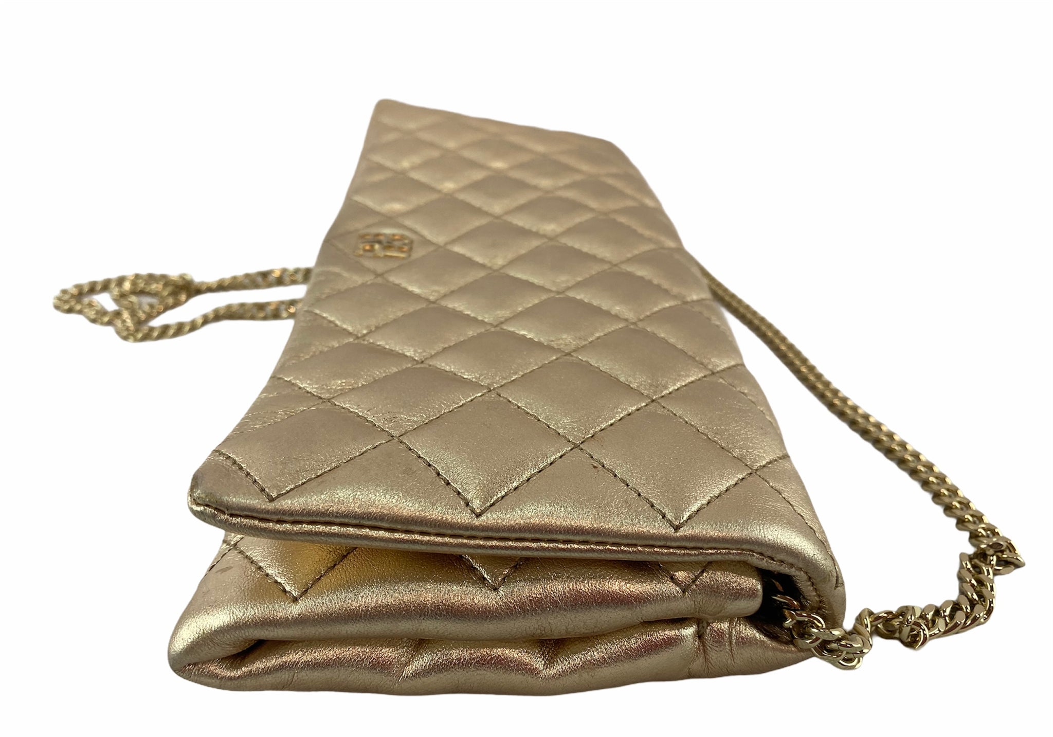 Carolina Herrera Metallic Quilted Leather Camera Chain Crossbody