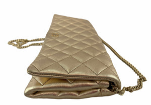 Carolina Herrera Quilted Gold Chain Crossbody Bag/ Clutch