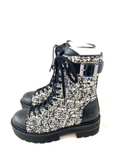 Load image into Gallery viewer, Stuart Weitzman Tweed Combat Boots
