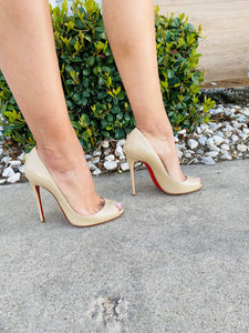 Christian Louboutin Womens Satin Peep Toe High Heels Pumps