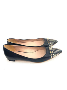 Gucci Black Leather Studded Coline Flats