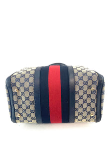 Gucci Boston Navy Red Stripe Handbag