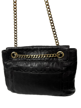 Load image into Gallery viewer, Carolina Herrera Brown Monogram Embossed Leather Audrey Bow Flap Shoulder Bag
