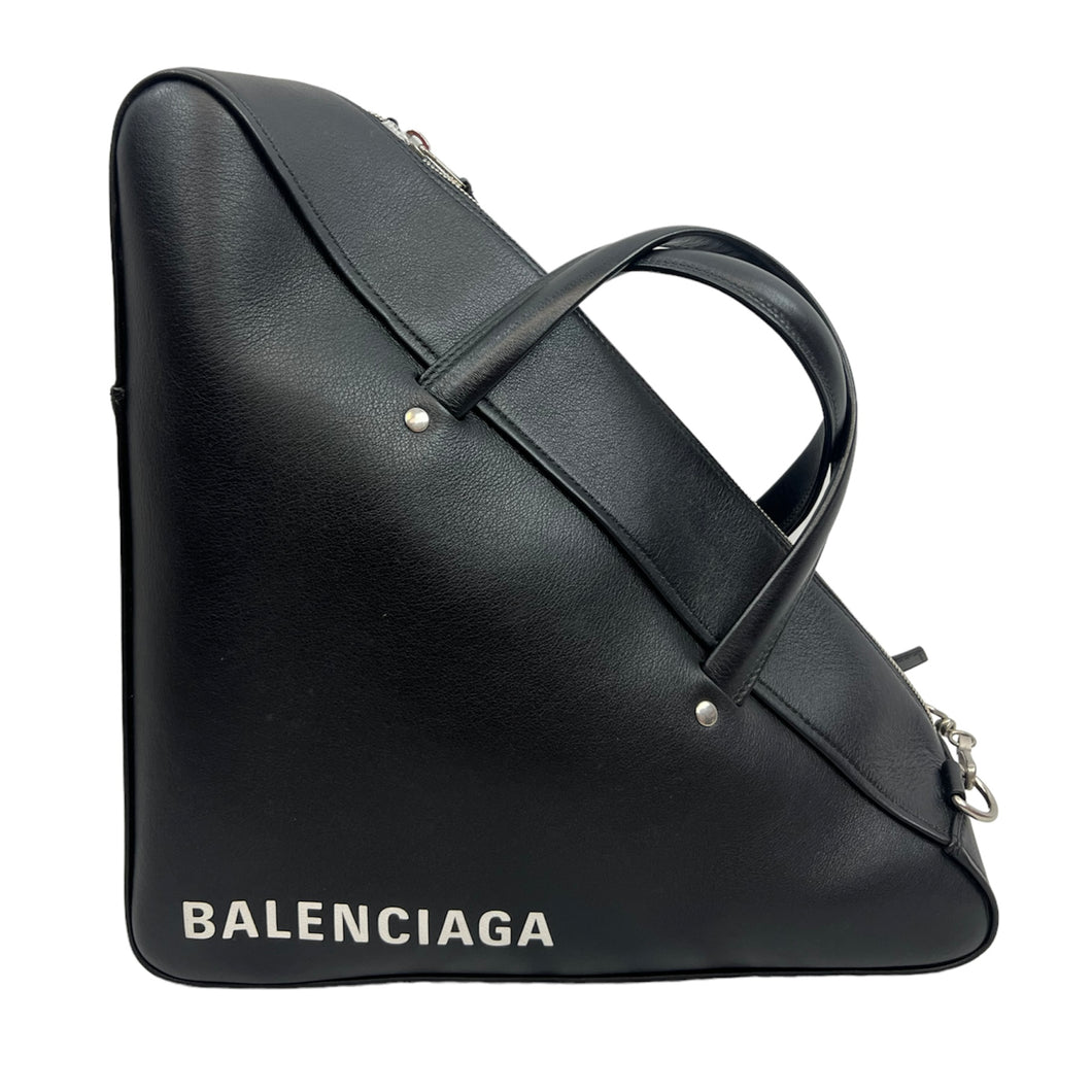 BALENCIAGA Black Leather Medium Triangle Duffle Bag