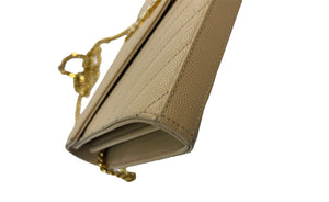 YSL MATELASSÉ ENVELOPE CHAIN WALLET IN GRAIN DE POUDRE EMBOSSED LEATHER