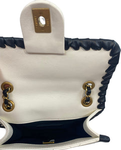 Chanel chain calfskin b&w crossbody