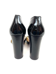 Christian Louboutin Open Toe Black Patent Pumps