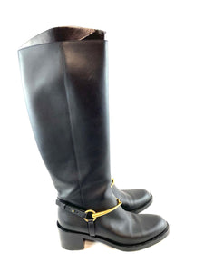 Gucci Black Leather Tall Boots